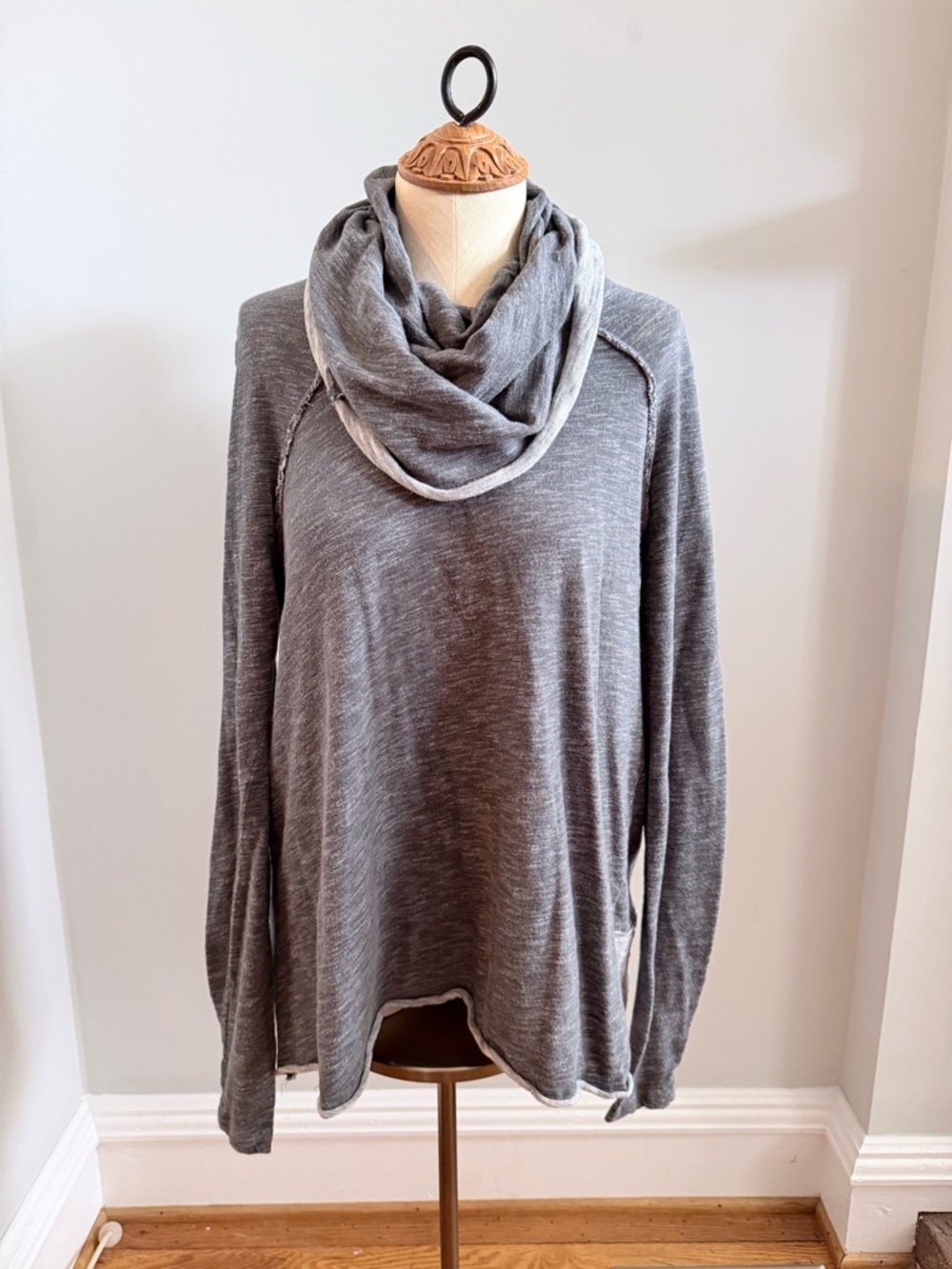 Cozy Grey Cowl Neck Women's Sweater